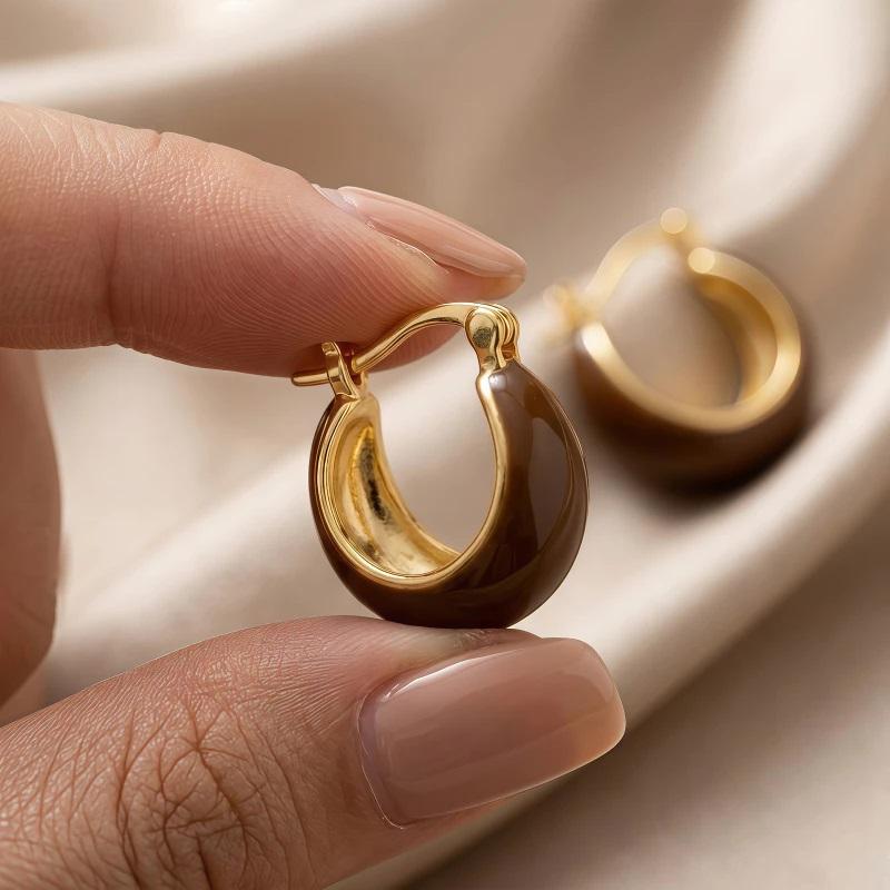Серьги с молочно-белой глазурью Минималистичные Позолоченные Французские Винтажные Ювелирные Изделия Формы Лодки для Вечеринки Свидания
