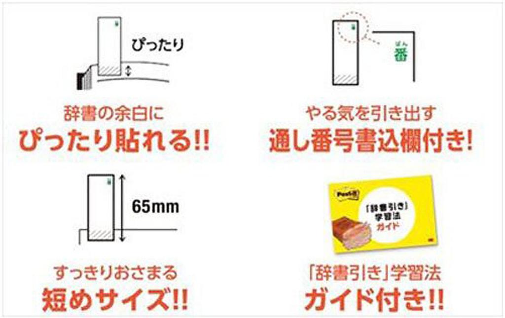 Заметки для справочного словаря самоклеящиеся заметки 4 цвета 65 x 25 мм 250 листов x 4 блока Post-it JBF-1000