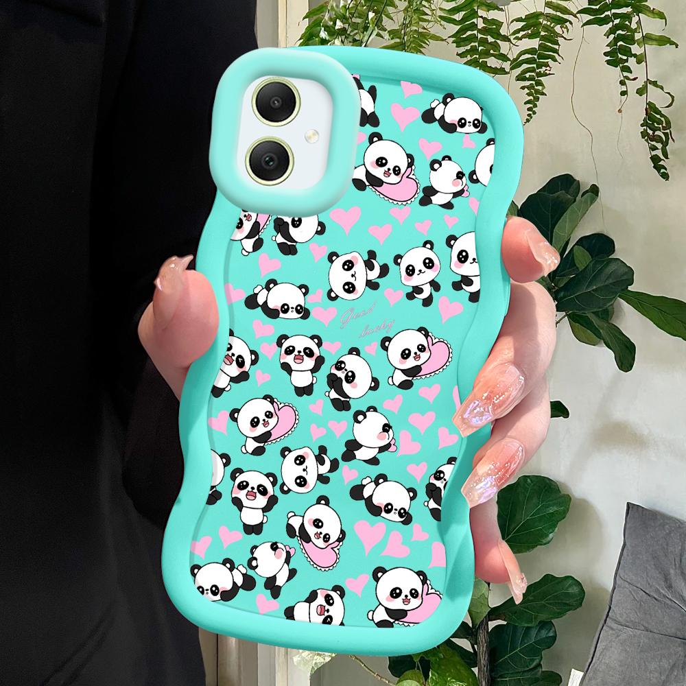 Cute Panda Soft Phone Cover for Samsung Galaxy A52 A73 A12 A11 S24 Ultra 5G S23 S22 S21 S20 FE Wave Edge Shockproof Protective Rubber Case