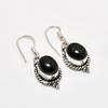 Ювелирные серьги с серебряным блеском и обсидианом 925 пробы, посеребренные, 1,51 дюйма