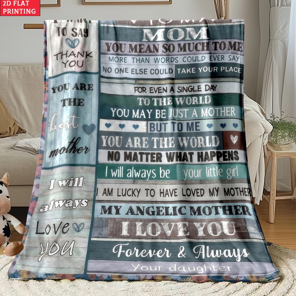 To My Mom Print Flannel Blanket,Purple Rose Butterfly Warm Throw Blanket, Mother's Day Gift from Daughter, Cozy Bed Sofa Blanket
