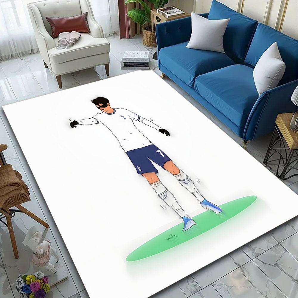 Footballer Illustration in Mask Outfit Patterned carpet, suitable as a non slip play mat for the living room and bedroom sofa