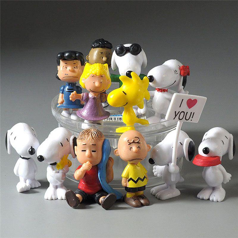 Очаровательный набор из 12 фигурок Peanuts Чарли Браун Снупи Люси Франклин для украшения торта