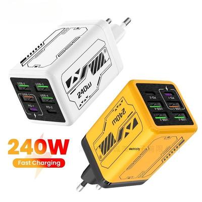 Умное многопортовое дорожное зарядное устройство 240 Вт с 4 портами USB-A и 2 портами USB-C PD