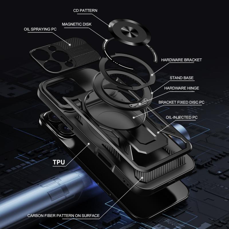 Роскошный бронированный чехол с магнитной беспроводной зарядкой Magsafe для iPhone 16 Plus 16 Pro Max E с военным кольцом-держателем для пальца, защитный чехол