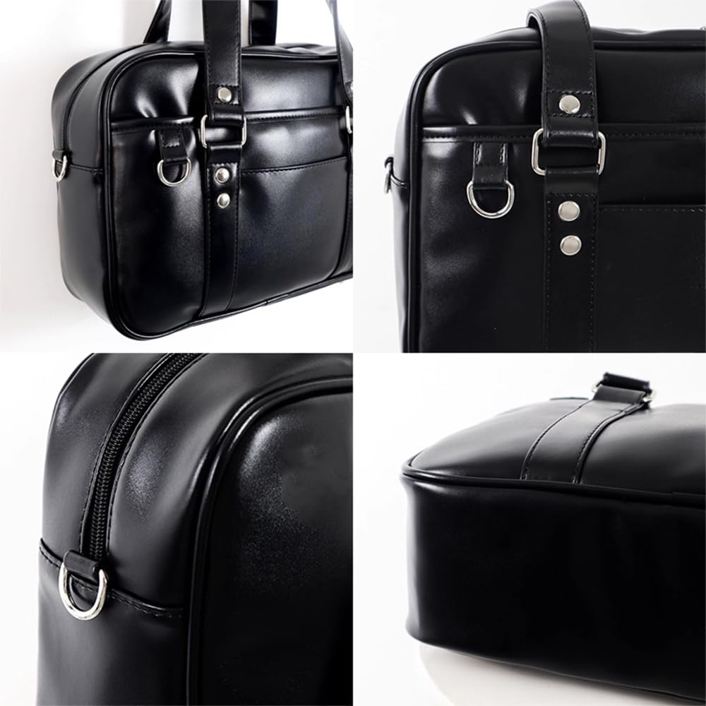 ESJNNK Школьная сумка для старшей школы из синтетической кожи и ПУ, подходит для JK, большая, длинная, на плечо, с брелоком для школьных поездок, для студентов, кожаная,