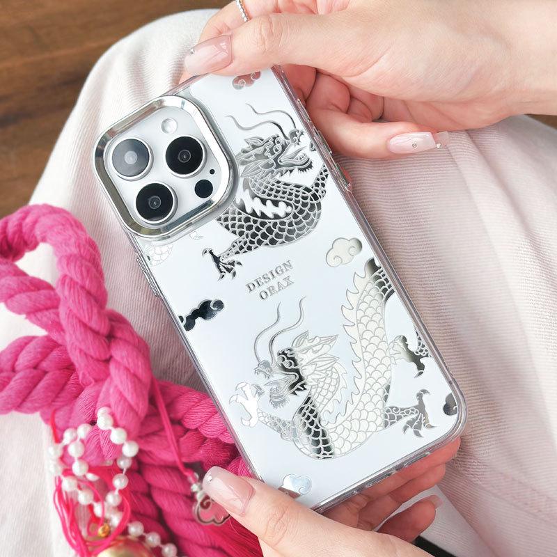 Чехол-зеркало Dragon Year для iPhone 12/13/14/15 Pro Max