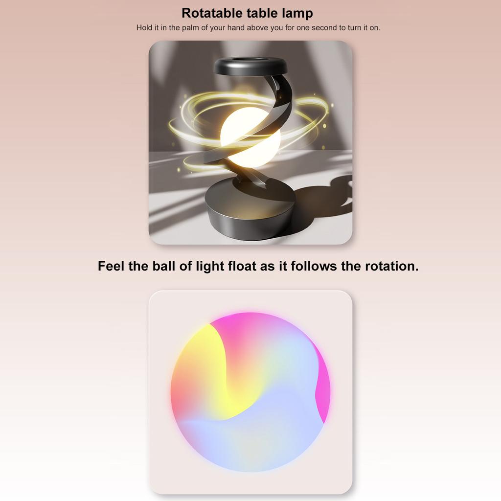 Плавающая вращающаяся ослепительная красочная окружающая подсветка прикроватная тумбочка для лампы Беспроводная зарядка Волна