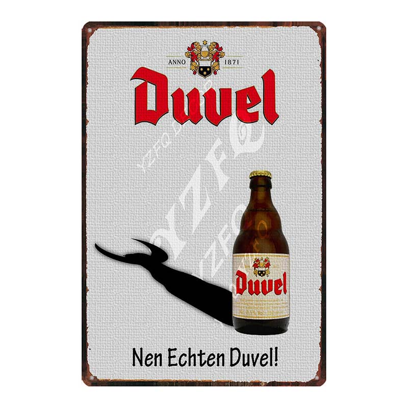 YZFQБельгийское пиво Duvel Жестяные металлические знаки Табличка Винтажный Музыкальный Бар Ресторан Дом Мужская берлога Декор Настенные наклейки DU-7713B