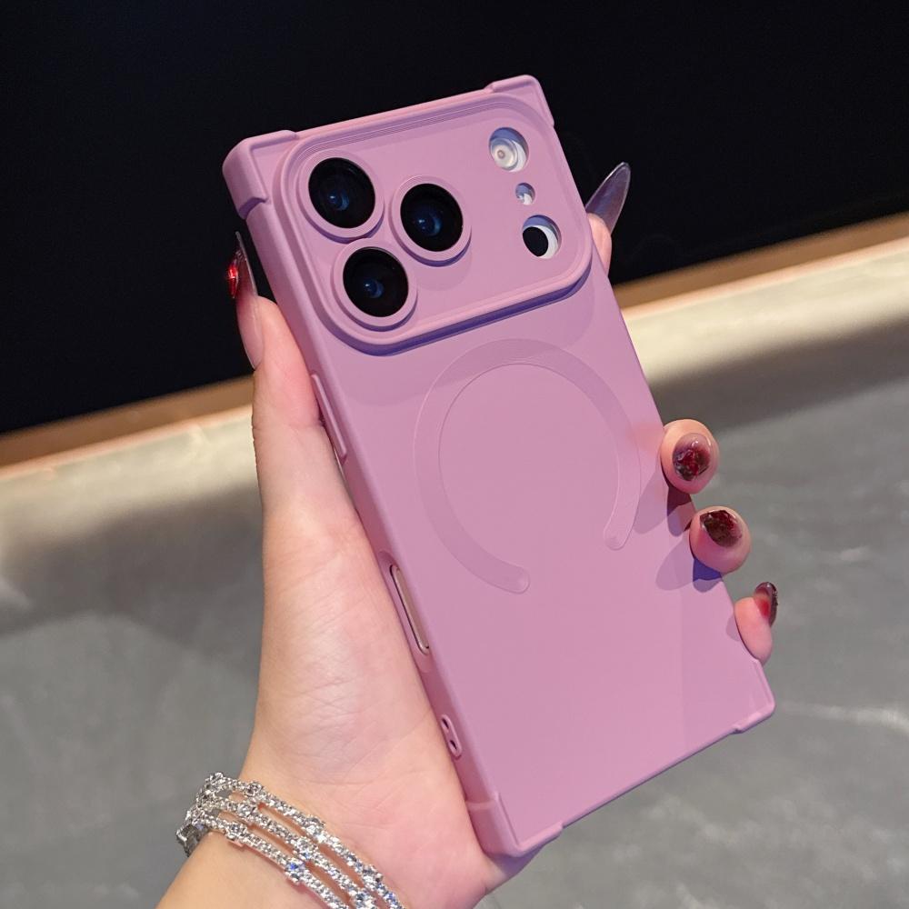Fashion Right Angled Square Silicone Magnetic Phone Case For iPhone 17 Air 16 15 14 13 Plus Pro Max For Magsafe Frosted Cover