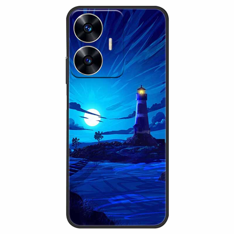 Чехол для телефона Realme C55 Черный Силиконовый Fundas Для Realme C55 RMX3710 ТПУ Мягкая Задняя Панель Coque Звезда Нарисована на RealmeC55 C 55
