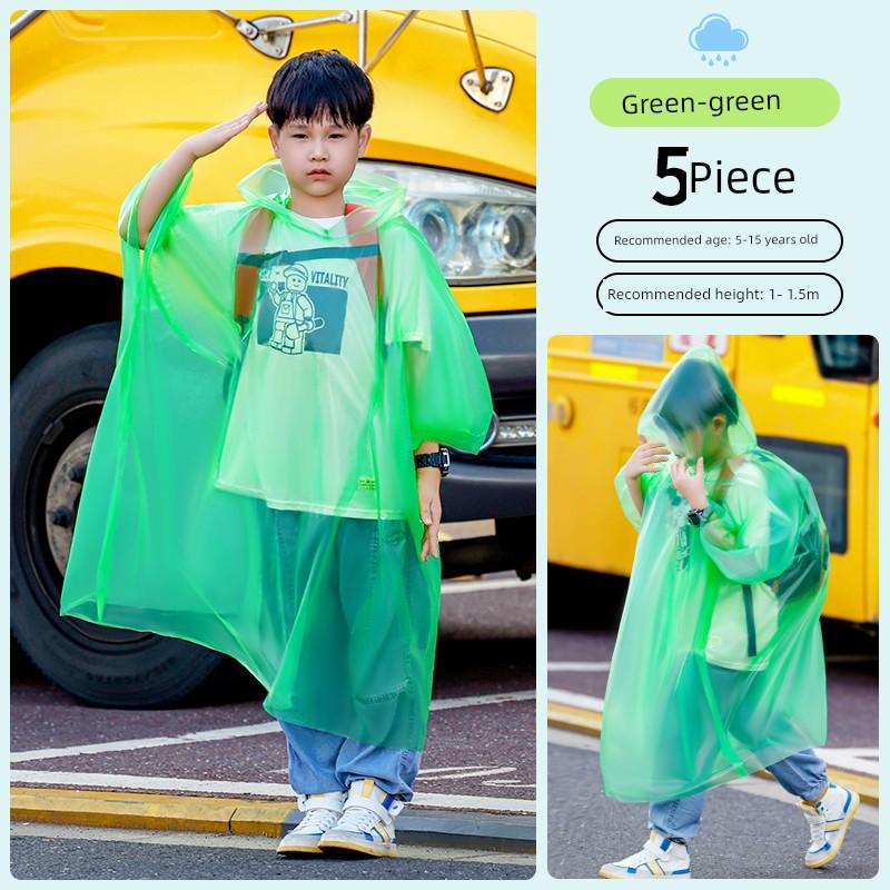 Детский дождевик одноразовый, плотный и портативный, для нового студента, сжатие для рюкзака, прозрачный накидка-пончо