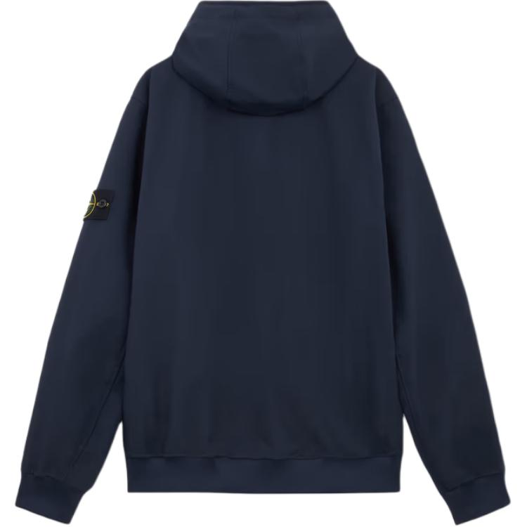 STONE ISLAND FW24 Куртка из софтшелла ветрозащитная водонепроницаемая дышащая с капюшоном на молнии флисовая куртка унисекс темно-синяя 8115Q0322-V0020