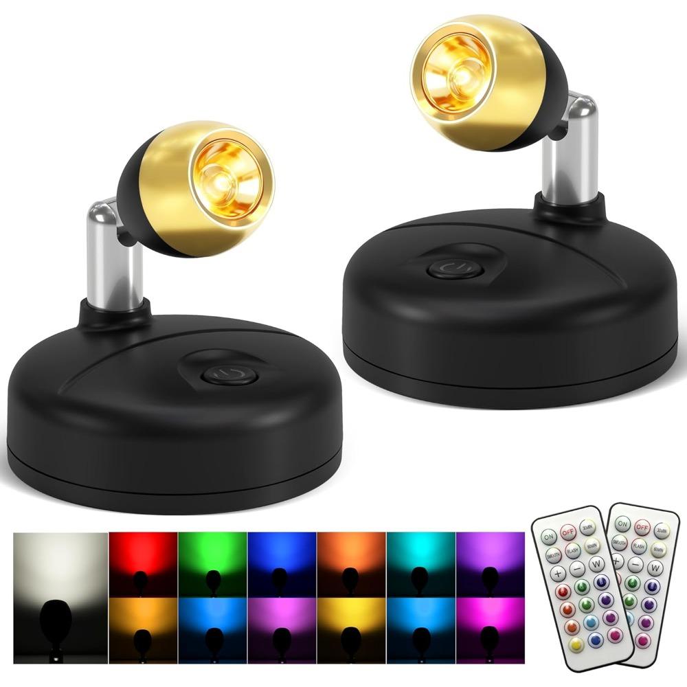 Wireless LED spotlight, battery-powered decorative light, indoor mini ceiling light, dimmable uplight with remote control, 4000K warm white light