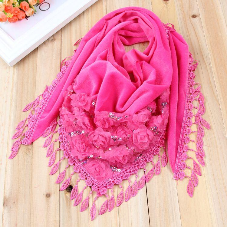 Дамская шаль, осенние и зимние шарфы, треугольные шарфы, вышитые кисточки, теплые шарфы, шелковые шарфы и платки для головы