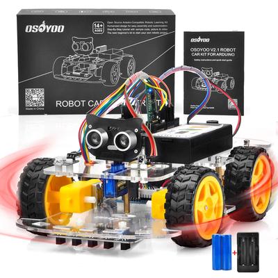 OSOYOO Arduino UNO Многофункциональный Образовательный Робот-Машина V2.1 STEM Дистанционное Управление Приложение 4WD Сборка, Программирование, Обучение Образовательный Электрический Робототехнический