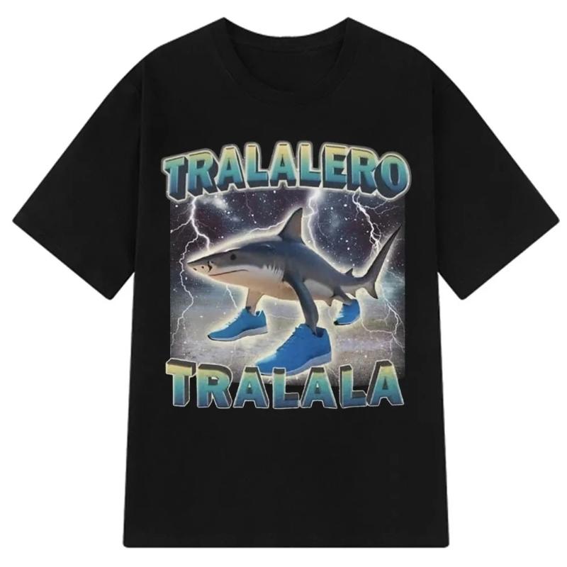 Unisex Summer T Shirt Italian Brainrot Tralalero Tralala Tung Tung Tung Sahur Bombardiro Crocodilo Funny Meme T-Shirt Women Tees Y2k Tops