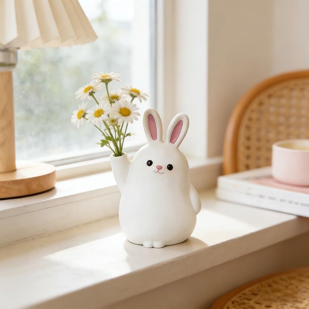 3D Printed Plastic Rabbit Vase Cartoon Desktop Ornament Succulent Planter Gift for Plant Lovers