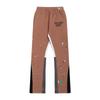 Mens Hand-Painted Patchwork Drawstring Sweatpants Cotton Casual Trousers Straight Fit Lightweight