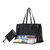 Insulated Black Diamond Lunch Bag with Handle & Shoulder Strap for Work or Picnic
