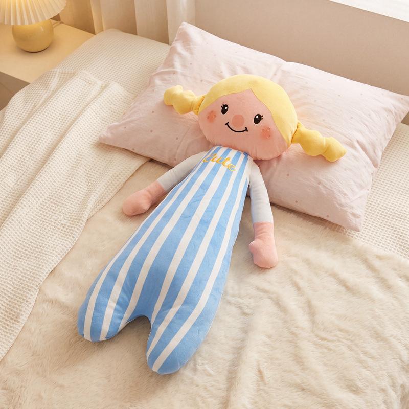 6090Cm Colorful Hair Female Plush Humanoid Pillow Stuffed Stripe Sleeping Bolster Companion Present