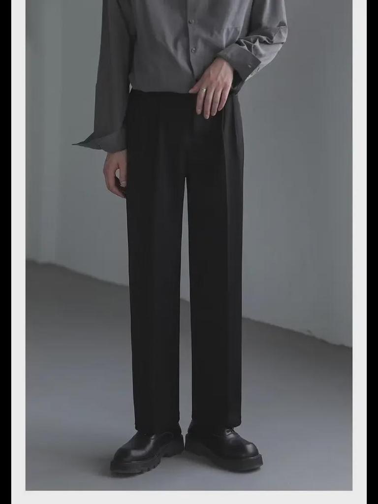 Korean-Style Loose Wide-Leg Men's Suit Pants - Trendy, Handsome, High-Grade Straight Trousers
