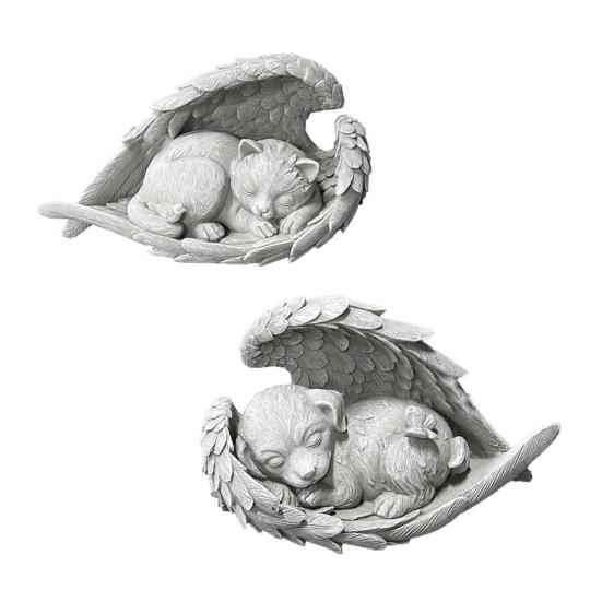 Personalized Cat Memorial Stone for Garden Resin Tombstone Marker with Eternal Love And Memory Guardian Angel Sculpture Emotional Souvenir