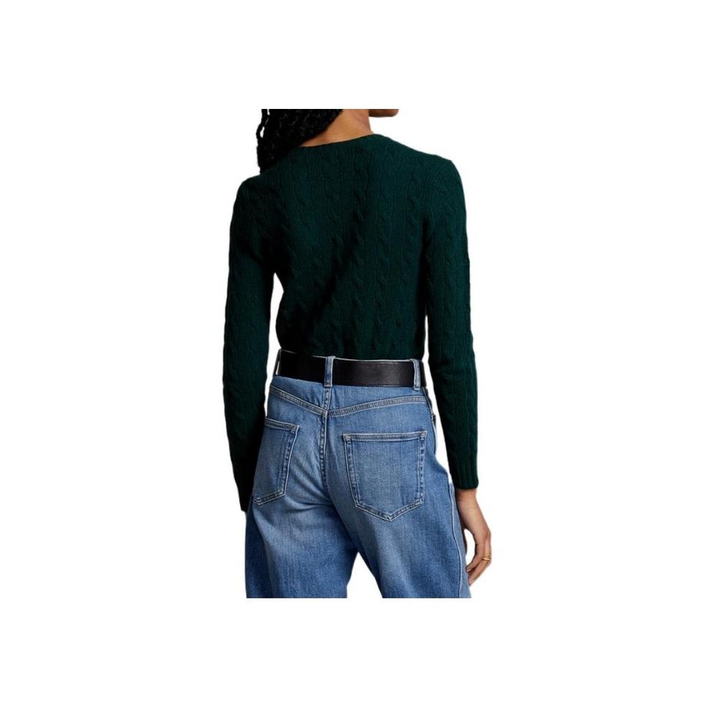 Polo Ralph Lauren Solid Logo Print Crew Neck Pullover Sweater Women Sweater Green WMPOSWENC020452