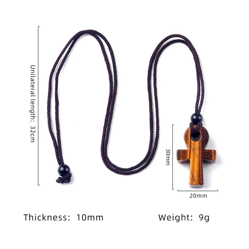 Ожерелье AnKa из натурального камня с кристаллами агатов Crux Ansata, подвеска в форме креста для женщин, подарок на день рождения, цепочка 32 см