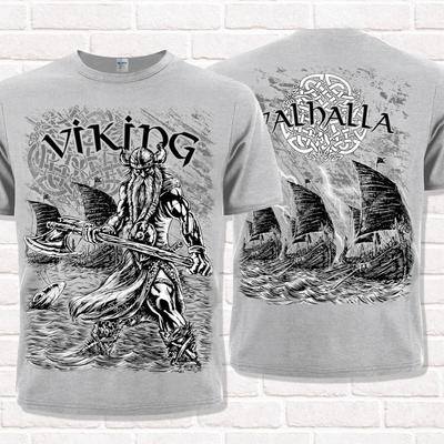 Футболка в стиле викингов. Драккар, Вальхалла. Скандинавские верования.