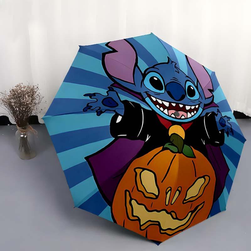 Disney Stitch Automatic Open/Close Umbrella - UV Protection Cute Umbrella with Cute Stitch Design, Portable 3-Fold Compact Umbrella for Men