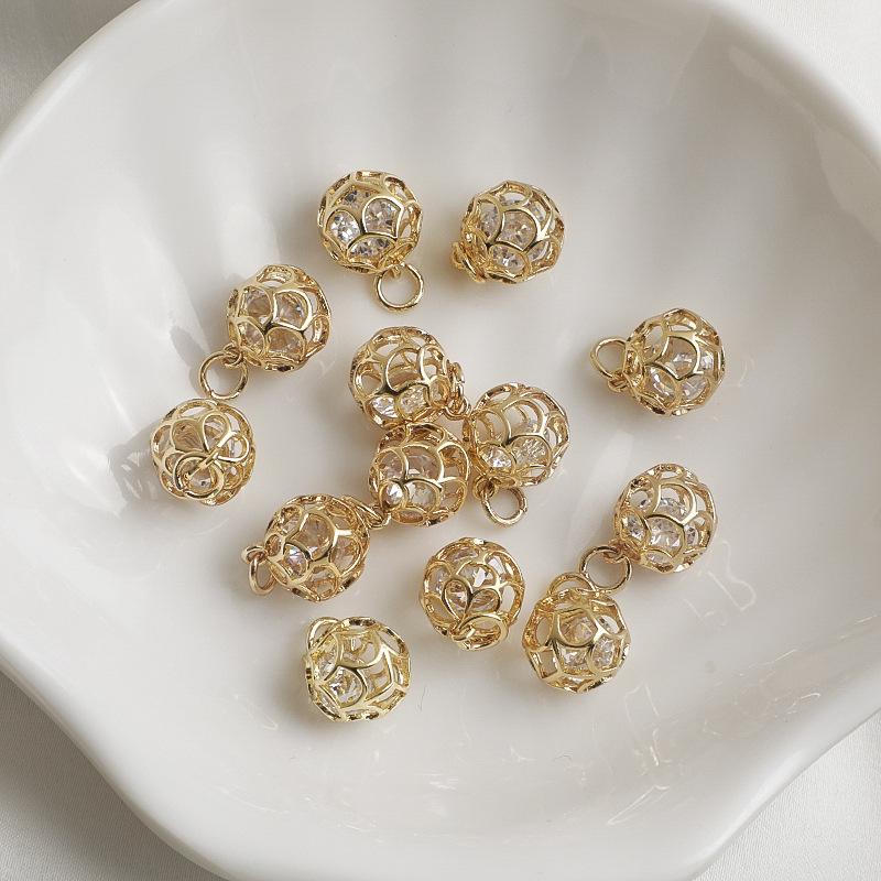 Подвеска-фонарик с цирконом, колокольчик, капля воды, наполнитель из 14-каратного золота, кулон-шарм для изготовления украшений своими руками