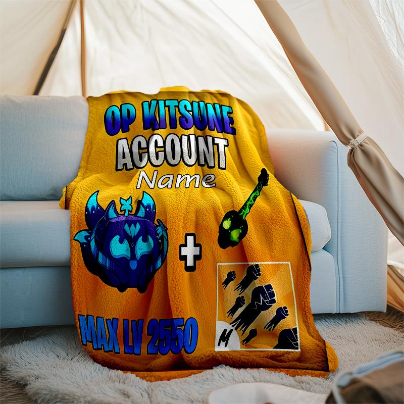 Personalized Custom Name Blanket - Game Blox Fruits Print Design,Blanket for Sofa,Bed,Travel,Camping - Soft and Warm, Great Gift