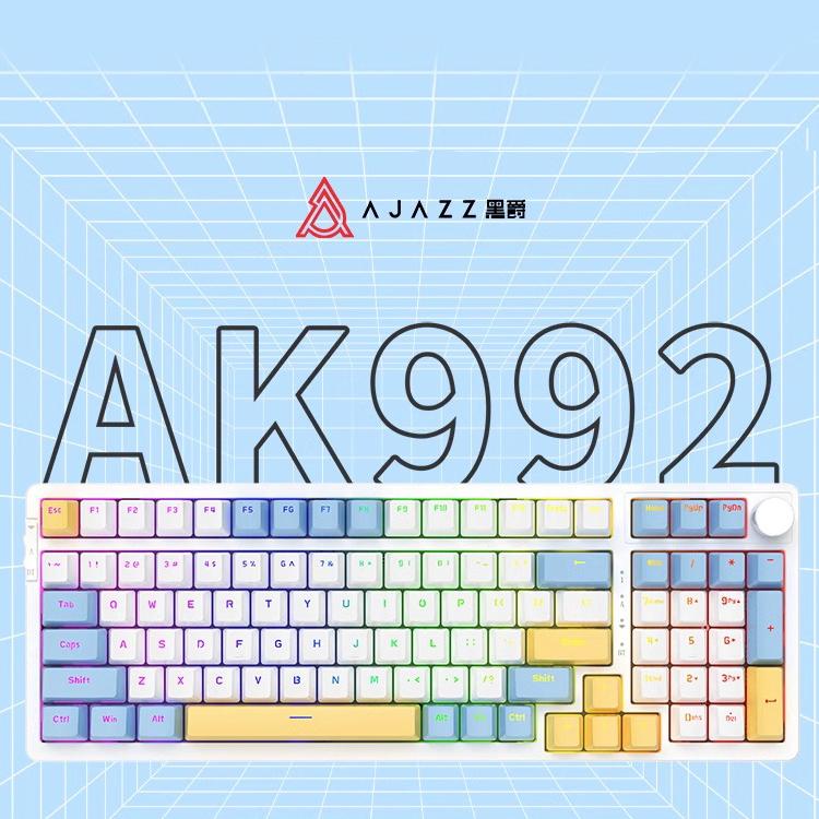 Ajazz AK992 92-keys Hot-swappable OEM PBT Keycaps Three-mode RGB Backlight Switch Mechanical Keyboard