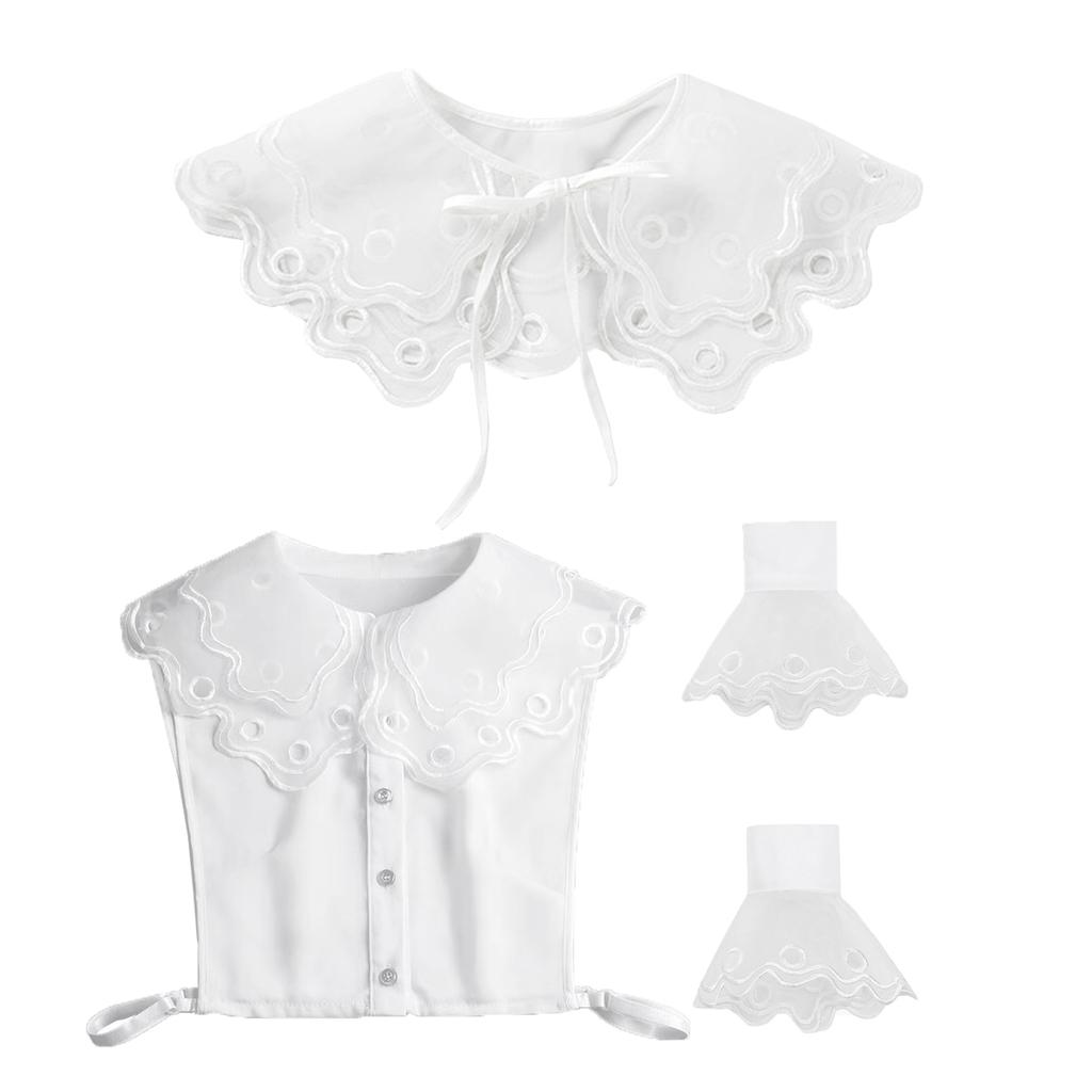 Women's Lapel Shirt Detachable Collar+Fake Cuff+ Shawl Set Shirt Collar Korean Style Doll Sweater False Collars