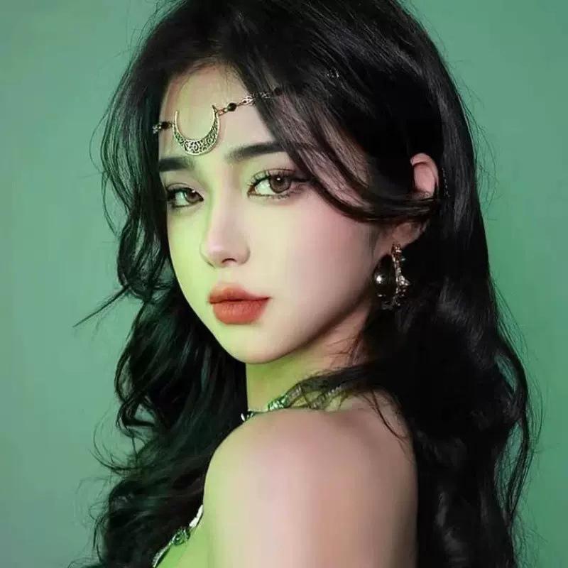 Экзотические старинные аксессуары для волос в стиле бохо, женский головной убор, цепочка для волос, цепочка для волос с лунным узором, кулон для бровей, аксессуары для лба Дуньхуан