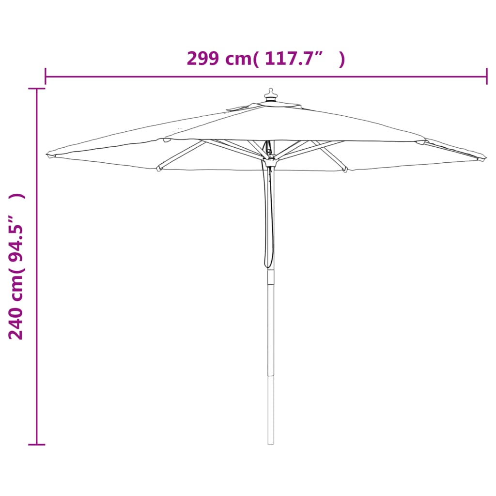 Vidaxl Parasol Ogrodowy Na Drewnianym Słupku, Antracytowy, 299X240 Cm