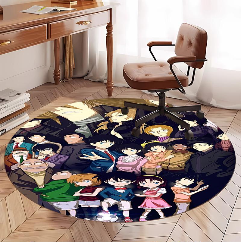Detective Conan Pattern Round Rug, Indoor/Outdoor Mat, for Picnic, Gameroom, Bedroom, Office, Living Room, Home Decor Carpet, Birthday Gift