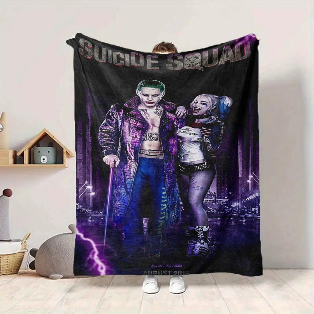 1Pc Suicide Squad Chaos Flannel Blanket, Soft And Comfortable, Casual Warm, Camping Travel, Christmas, Halloween Xmas Gift L1246