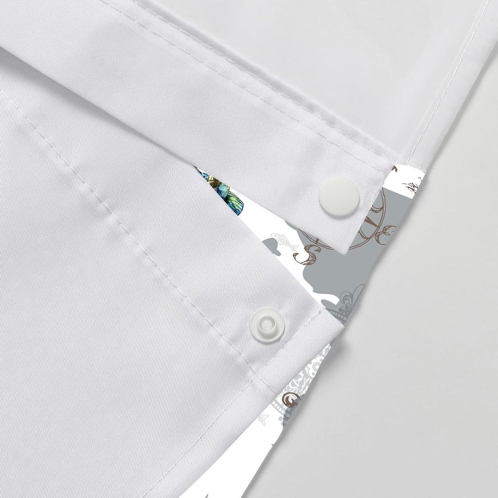 Морская шторка для душа без крючков со вставной подкладкой, Якорь Штурвал Корабля Гостиничные Шторы для Ванной Декоративные для Ванной Комнаты, Океанский Прибрежный Морской Домашний Декор,