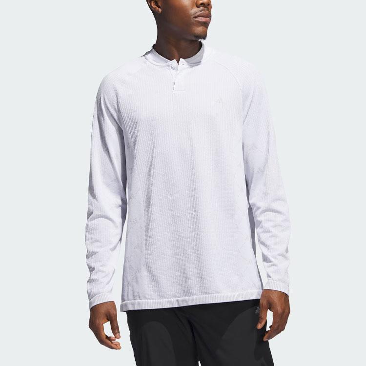adidas Ultimate365 Tour Primeknit Logo Print Golf Shirt Polo Long Sleeve Men Polo Shirts Light-Grey IL9637
