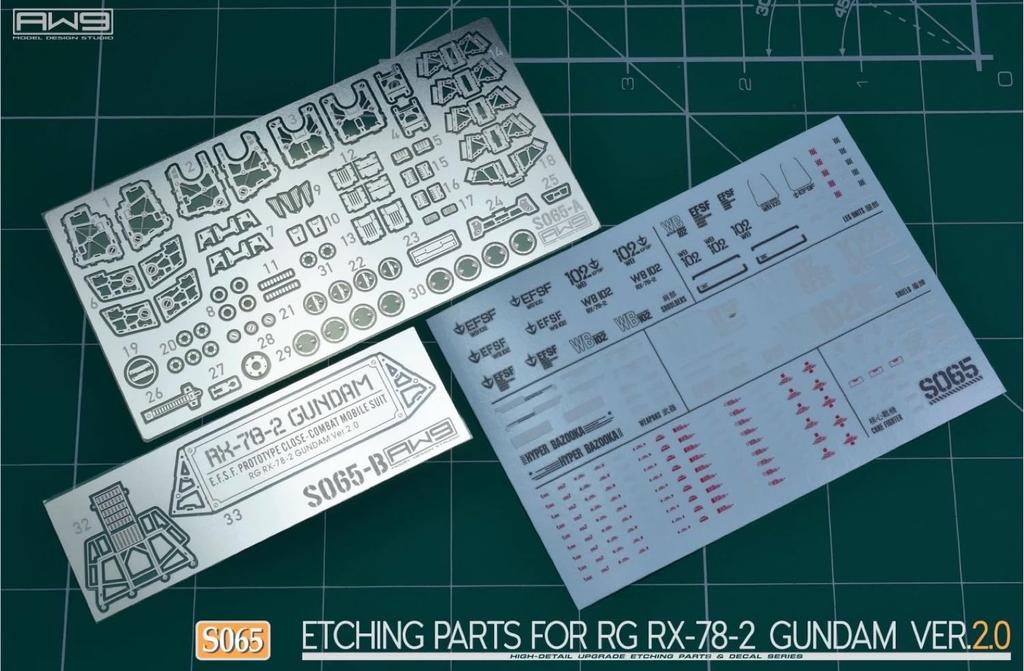 RG Gundam Detail Up for Modification High Quality Metal Parts Water Transfer Decal Included 1/144 RX-78-2 Ver.2.0