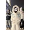 Corner buckle bow print fur collar hooded loose cotton clothes women's winter versatile warm ethnic cotton-padded coat
