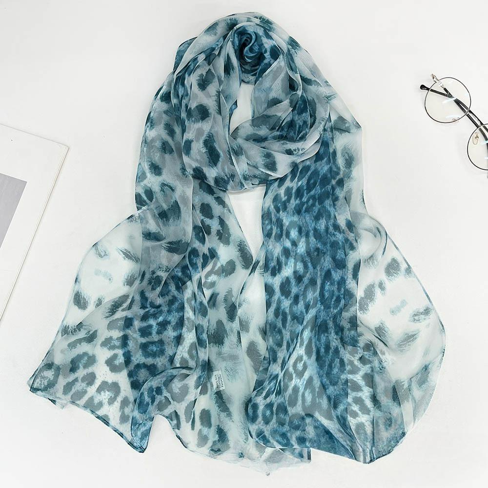 Sunscreen Silk Scarf Seaside Beach Towel Long Ladies Silk Scarf Lotus Pond Moonlight Thin Silk Scarf