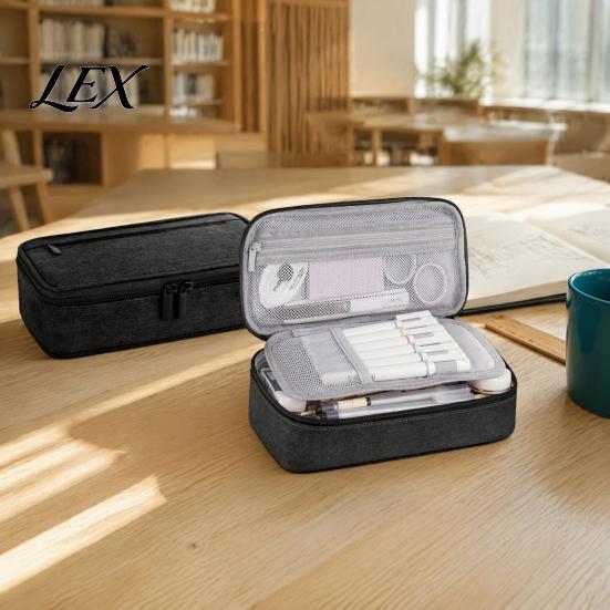 Compact Exam Pen Case Multi-compartment Pencil Case, Large Capacity Durable Stationery Organizer, Multi-layer Organizer Wear-resistant Pouch