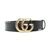 Gucci GG Marmont пряжка с логотипом Double G яркий золотой тон аксессуары кожаный ремень мужской черный ширина 3 см 4145160YA0G