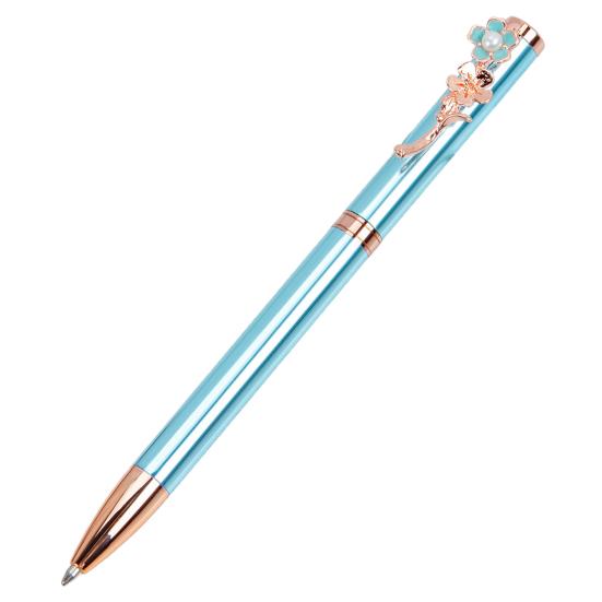 Metal Ballpoint Pen Polished Retractable Smooth Writing Stationery Cute Faux Pearl Peach Blossom Clip Writing Pen School Supplies