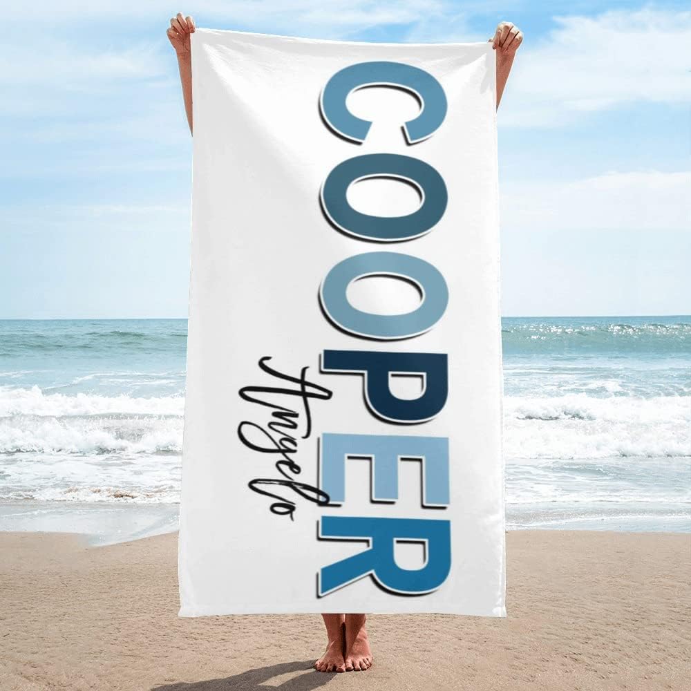 Personalized Beach Towel Custom Name Beach Towel Soft Absorbent Customized Bath Towel for Kids Adults Couples Friends Bridesmaid