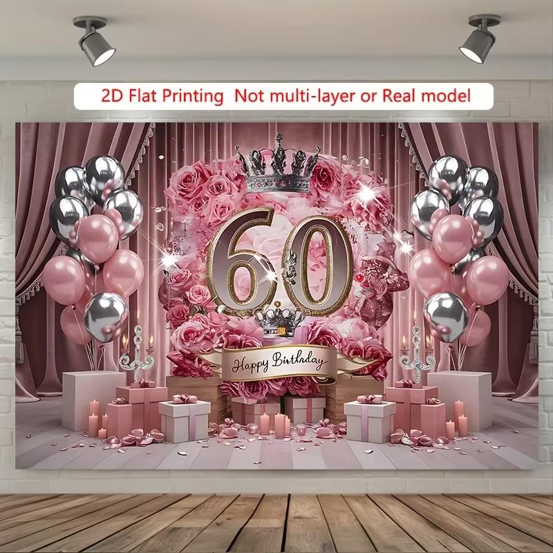 2D Роскошный Розовый Румянец 60-й День Рождения Спальня Гобелен