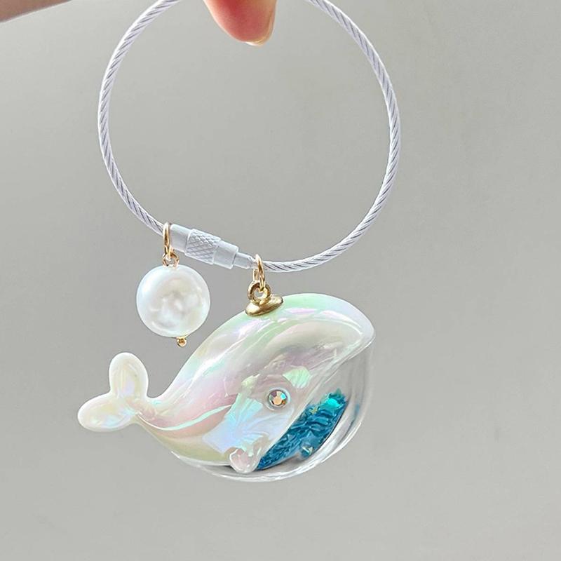 1 шт., детский подарок на день рождения для девочек, мультяшный цветной лазерный брелок в виде кита для женщин, сумка, подвеска, ПВХ, морское животное, автомобильный брелок